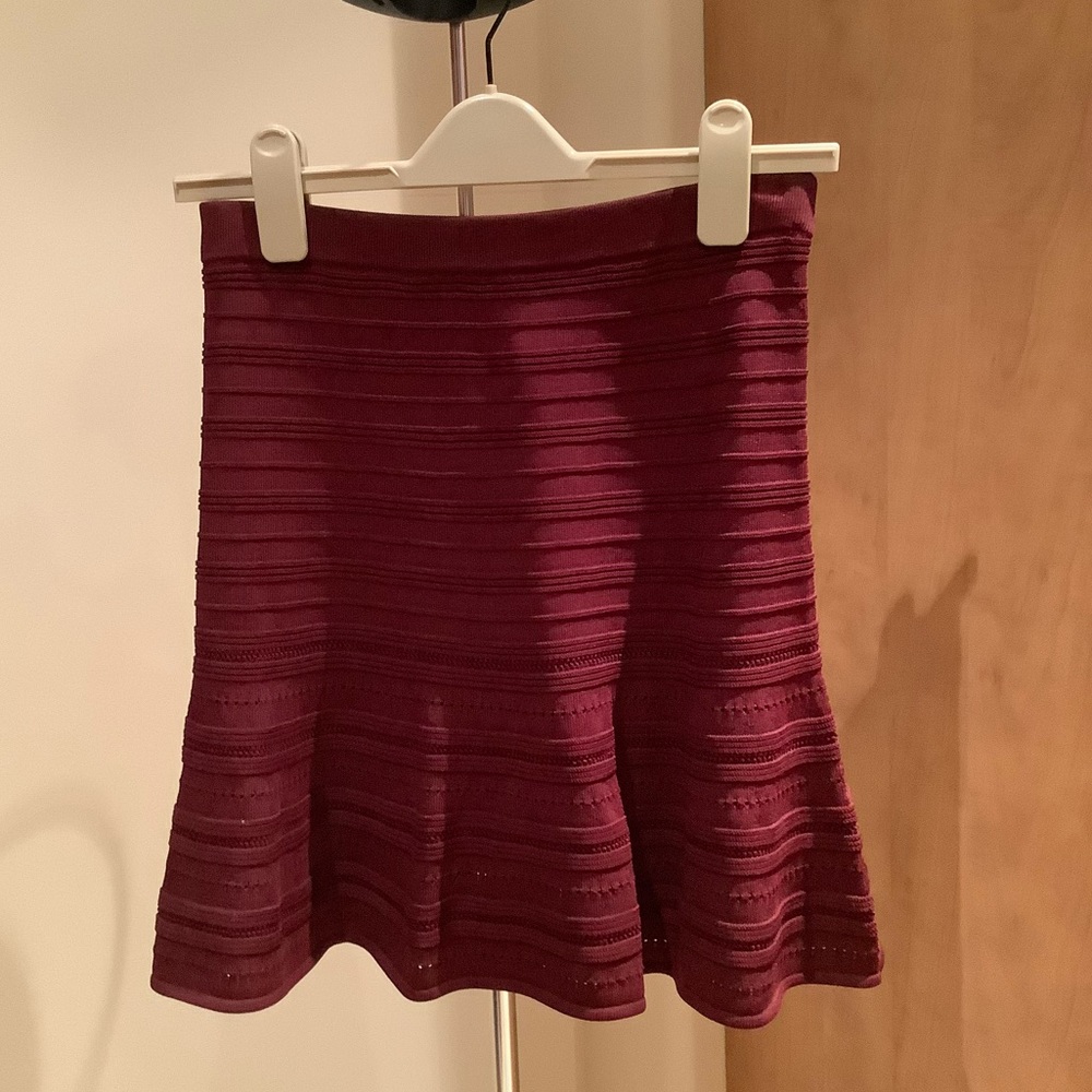 Rebecca Minkoff Burgundy Flared Mini Skirt Size XS